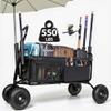 Heavy-Duty All-Terrain Utility Wagon with 9-Inch Pneumatic Tires for Sand, Grass, and Gravel  Foldable Steel Frame Cart for Outdoor Transport (Black + Steel-3) view 3