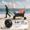 Heavy-Duty All-Terrain Utility Wagon with 9-Inch Pneumatic Tires for Sand, Grass, and Gravel  Foldable Steel Frame Cart for Outdoor Transport (Black + Steel-3) view 4