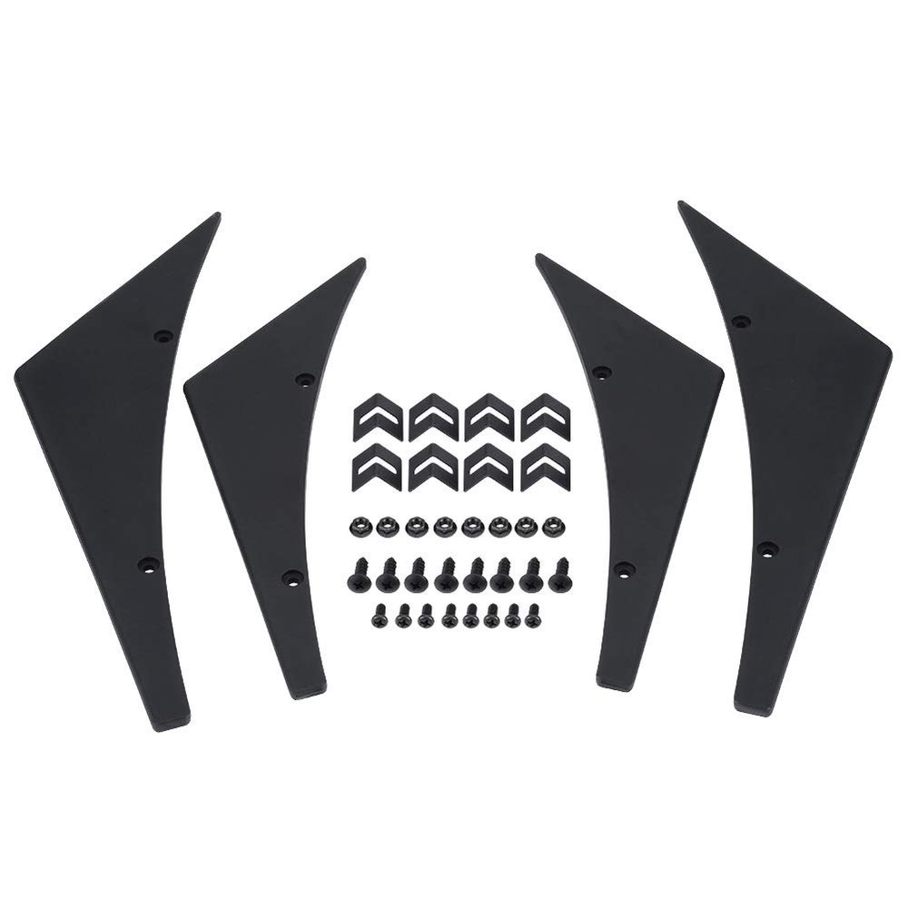 4pcs Front Bumper Lip Splitter Fins Canards Car Body Spoiler Carbon Fiber Optional Premium ABS Plastic Decoration for Most Car Racing Upgrade (Black)