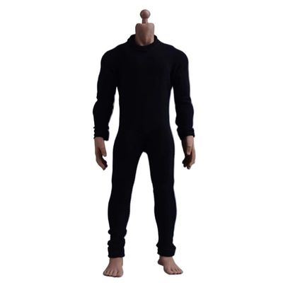 1/12 Male Soldier Clothes Jumpsuit Bodysuit Model 6'' Action Figure (B Black)