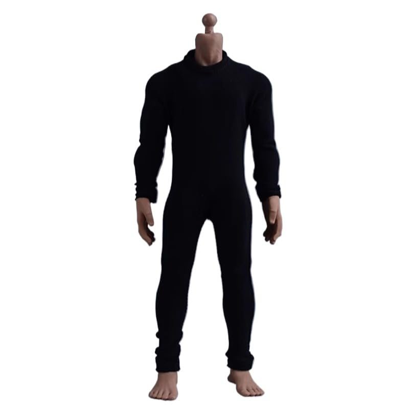1/12 Male Soldier Clothes Jumpsuit Bodysuit Model 6'' Action Figure (B Black)