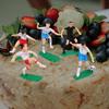 CVUTOVO Football Game Theme Cake Decor Set with Miniature Soccer Players and Field Scene, Plastic Non-edible Soccer Cake Toppers for Boys Birthday Party Dessert Table Decorations view 4