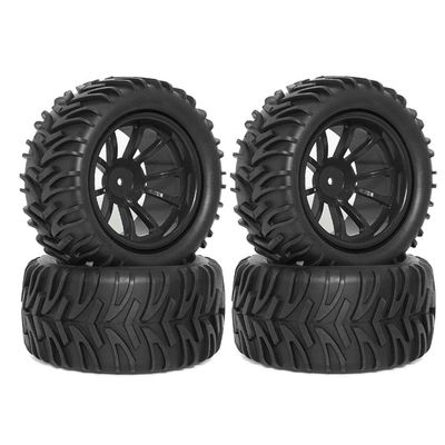 12mm Hex RC Wheels and Tires Compatible With 1/10 Scale Stampede Hoss EPX Pro S30 Blackout XTE 2WD 4x4 Models(4pcs Black)