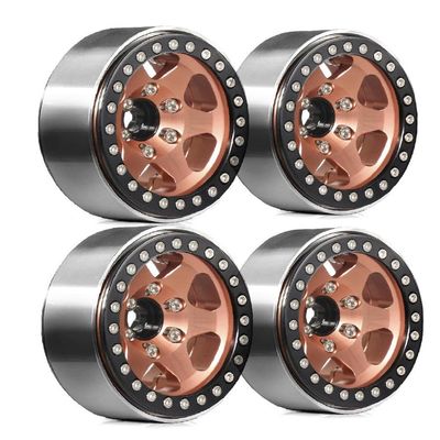 1.9" Beadlock Wheels (4PCS) with 12mm Hex Compatible With 1/10 Scale RC Crawlers Including, -6, II/III, GEN7, VS4-10 Models(4pcs Brown)