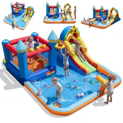 BOUNTECH Inflatable Bounce House Water Slide, Water Bounce House Jump Castle for Kids 3-12 w/Splash Pool, Basketball Hoop, Football Game, Blow Up Bouncy Castle Inflatables for Outdoor Indoor