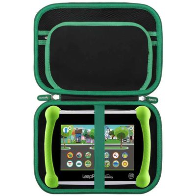 Aproca Case Compatible with Leapfrog LeapPad Academy Kids Learning Tablet/Epic Academy Edition/LeapPad Ultimate, Portable Storage Bag for Accessories -Black with Green Zipper