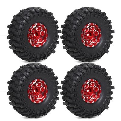 1.9 Inch Beadlock Wheel and Tire Set Compatible With 1/10 Scale RC Crawlers Including, TRX6, II, III, Gen8, VS4-10, D110 and Similar Models (4PCS)(4pcs Red)