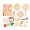 Nurnesy Kids Kitchen Accessories Wooden Cooking Toy with Pot Dish Spoon Fork Foods Model Kitchen Food Cooking Toy Set for Toddlers view 1