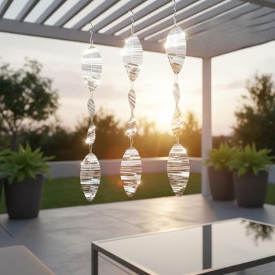3Pcs Reflective Stainless Steel Wind Spinners, Outdoor Hanging Decorations with 3D Motion Effect for Garden, Yard, Balcony & Window