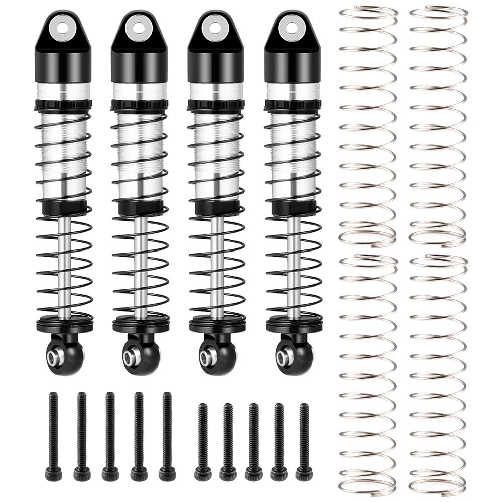 4Pcs Aluminum Oil Shock Absorber Damper Compatible With SCX24 1/24 RC Crawler Car Models Including Deadbolt C10 Bronco(48mm Black)