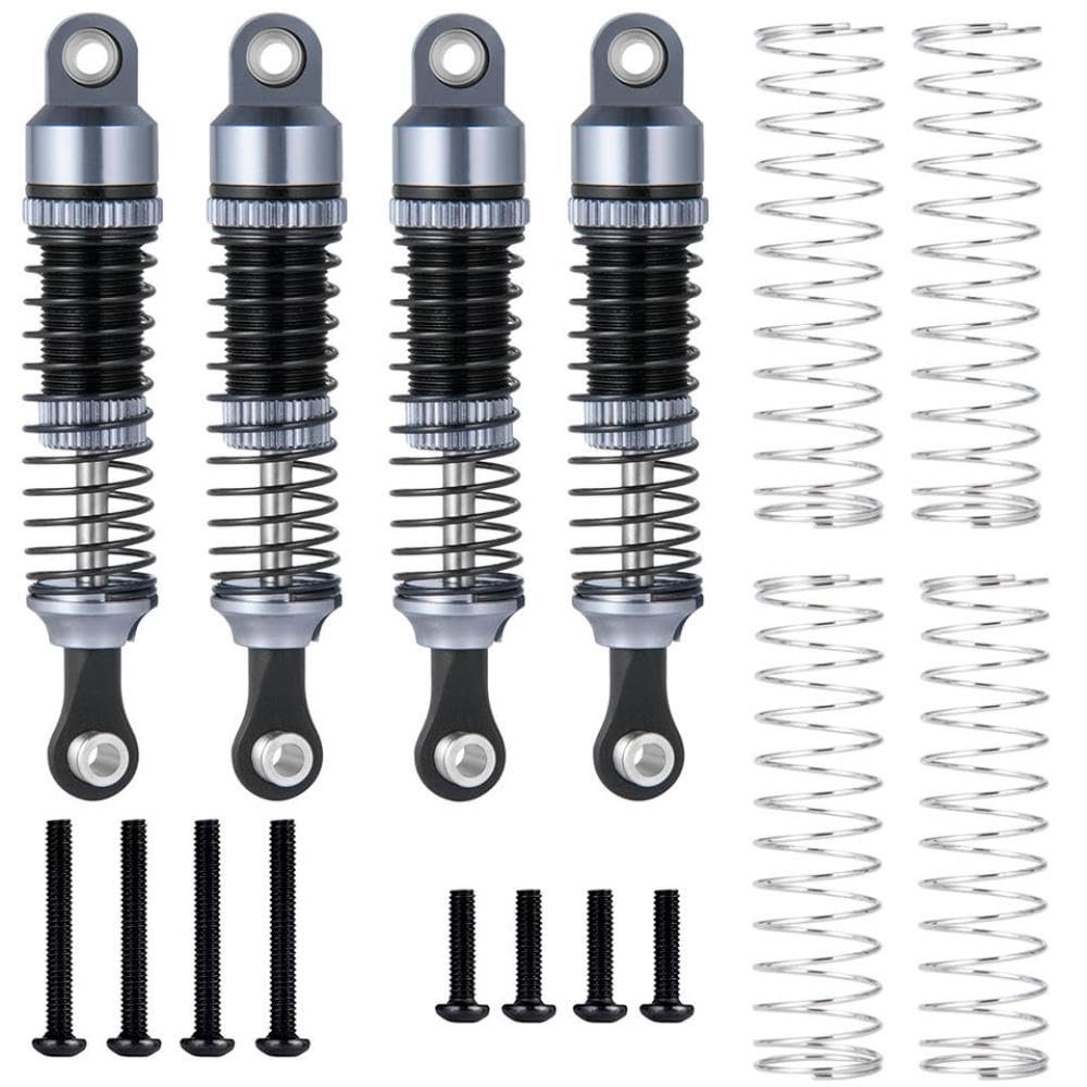 4PCS Metal Shock Absorbers Damper Compatible With -4M 1/18 Scale RC Crawler Cars Including Bronco, F150, K10 Models(Titanium)