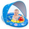 EZIGO Baby Pool Float with Canopy UPF50+ Sun Protection, Inflatable Kids Pool Floats with Ocean Animal Toys for Babies 6-36 Months, Infant Swimming Float with Adjustable Safety Seat for Boys Girls view 1
