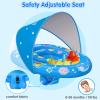 EZIGO Baby Pool Float with Canopy UPF50+ Sun Protection, Inflatable Kids Pool Floats with Ocean Animal Toys for Babies 6-36 Months, Infant Swimming Float with Adjustable Safety Seat for Boys Girls view 3