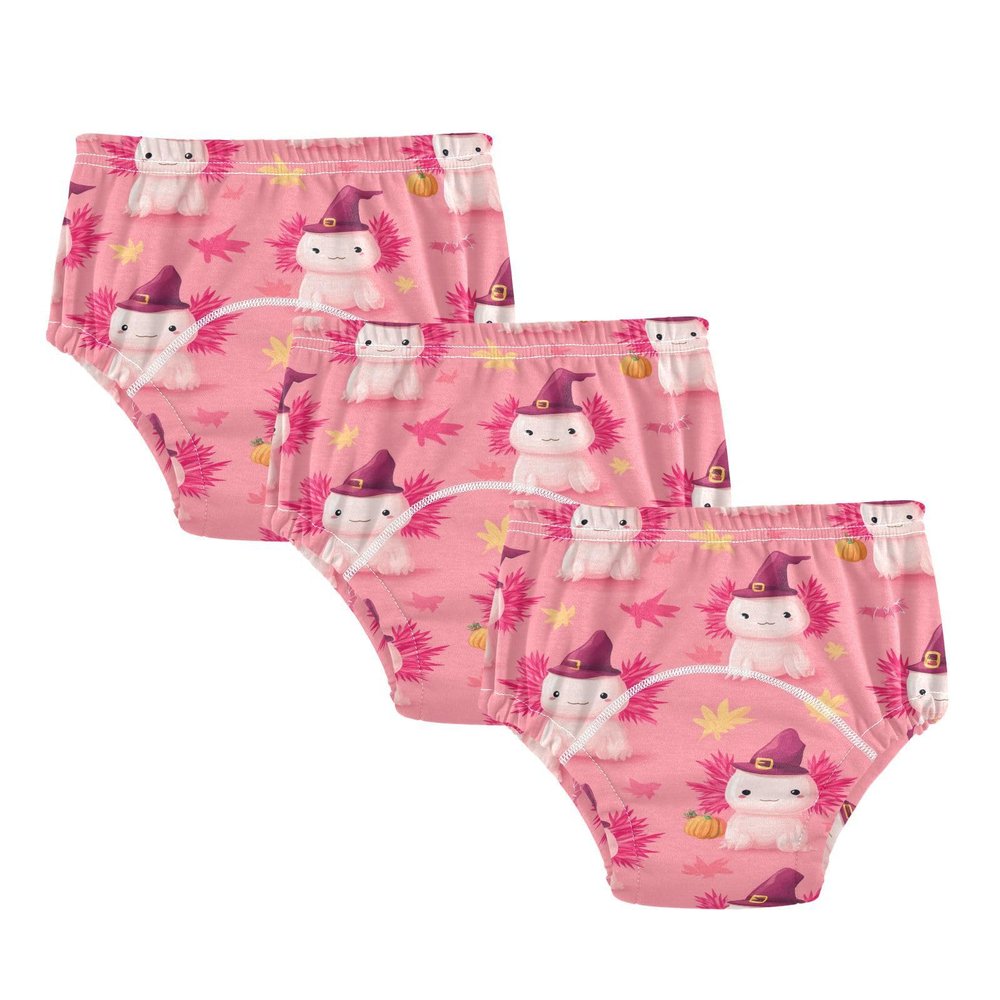 SLHKPNS Potty Training Underwear 3 Packs Cute Halloween Axolotl on Pink Soft Toilet Training Pants for Toddler Girls Boys 2T