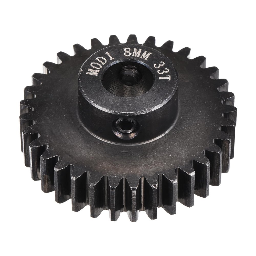 MECCANIXITY 1M 33T 40 Chrome Steel Motor Pinion Gears, 1.38" x 1.4" RC Motor Gears Fits 8mm Shaft Bore for RC Vehicles Truck Drift Remote Control Car Off-Road Crawler Parts, Black