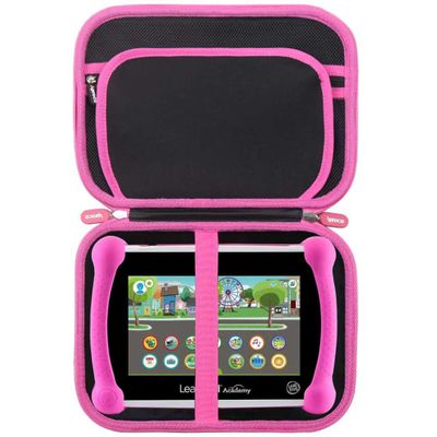 Aproca Case Compatible with Leapfrog LeapPad Academy Kids Learning Tablet/Epic Academy Edition/LeapPad Ultimate, Portable Storage Bag for Accessories -Black with Pink Zipper