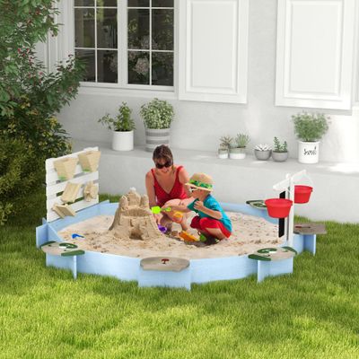 Outdoor Wooden Sandbox with Removable Cover for Sensory Play, Natural Fir Wood Construction, Easy Assembly & Drainage Design