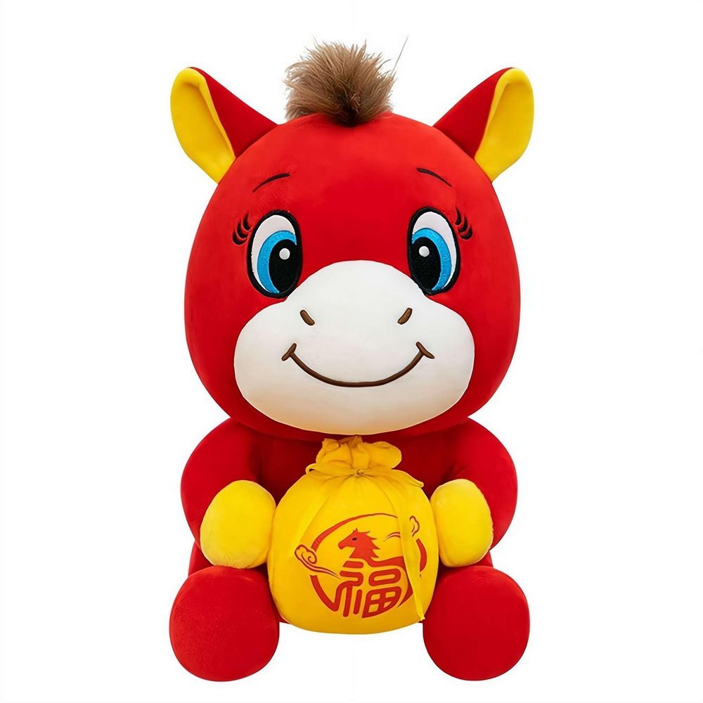 2026 Year of The Horse Collectible Figurine,Lucky Mascot Plushes Red Zodiac Horse Figurine,Auspicious Zodiac Plush Mascot,Lunar New Years Home Dcor,for Home Office Desk Car Display