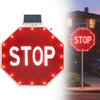 30x30 Inch Solar LED Traffic Sign, Illuminated Warning Sign with Flashing Lights, Lend Stop Road Safety Sign, Durable & Weatherproof, Solar-Powered for High Visibility view 1