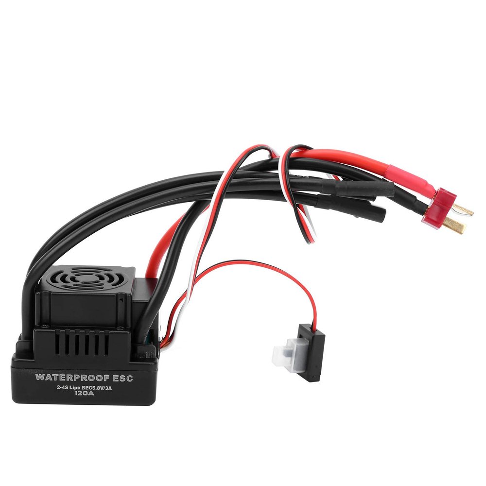 Aumotop 120A Waterproof Brushless ESC Speed Controller for 1/8 RC Car, Strong Braking Performance, Ideal for RC Car Racing (T Insert)