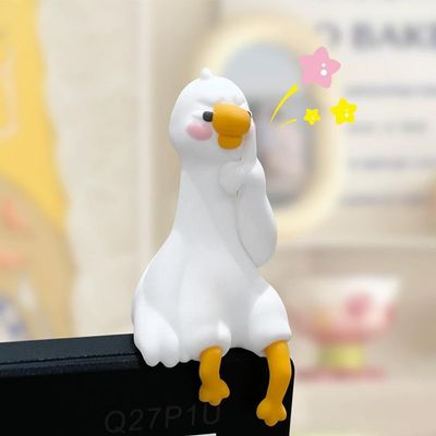 1 Pcs Mini Lazy Ducks Desk Ornaments, Cute Desk Ornaments, Lazy Goose Figurines for Computer Monitor Decor, Tiny Adorable Duck Statues, Car Dashboard Office Desks Accessories (B)