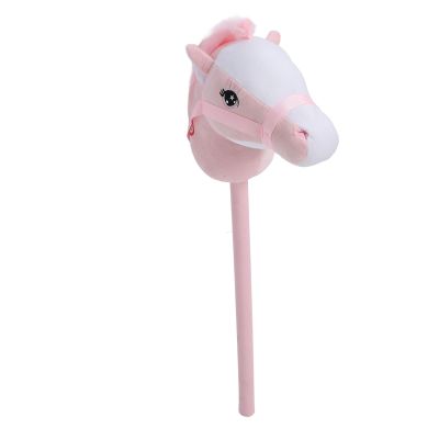 Nurnesy Plush Horse Riding Stick, Horse Stick Toy 70cm Plush and PVC Cartoon Simulated Handcrafted Hobby (Pink)