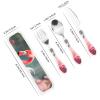 3-Piece Kids Silverware Set, Stainless Steel Reusable Children Safe Knife Spoon Fork Set With Storage Case Pink Flamingo Children Flatware Set For Kids Lunch Box view 2