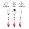 3-Piece Kids Silverware Set, Stainless Steel Reusable Children Safe Knife Spoon Fork Set With Storage Case Pink Flamingo Children Flatware Set For Kids Lunch Box view 3
