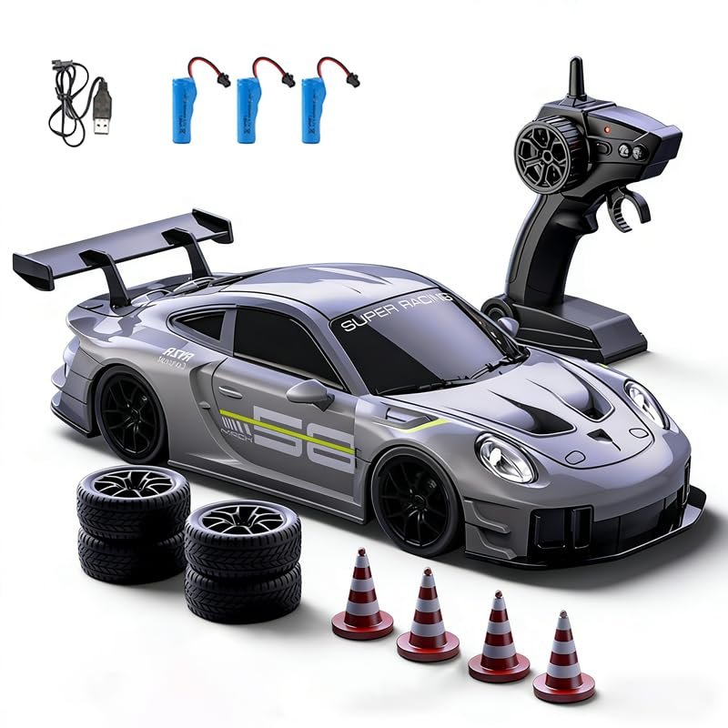 Actualia 2.4GHz RC Drift Car, 1:20 Scale Remote Control Car with LED Lights, 4WD High Speed RC Vehicle Gift for Adults, Racing & Drifting Tires