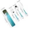 3-Piece Kids Silverware Set, Stainless Steel Reusable Children Safe Knife Spoon Fork Set With Storage Case Ocean Sea Beach Palm Leaves Children Flatware Set For Kids Lunch Box view 2