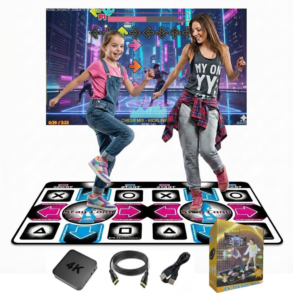 Quanwuhang Dance Mat for Kids,Dancing Mat for Family with Interactive Dance Pad Games, HD Plug & Play TV Dance Game Console, for Kids,Birthday Gift for Girls