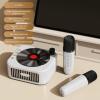 Zunate Mini Karaoke Machine for Kids Adults, Portable Bluetooth Speaker with 2 Wireless Microphones - Retro Design, Voice Changer, Vocal Remover for Home Party Gift (White) view 2
