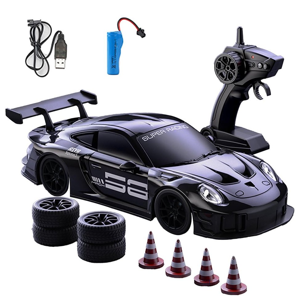 Actualia 2.4GHz RC Drift Car, 1:20 Scale Remote Control Car with LED Lights, 4WD High Speed RC Vehicle Gift for Adults, Racing & Drifting Tires