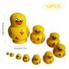 Jorzer 10Pcs Duck Russian Nesting Doll Cute Duck Nesting Dolls Yellow Wooden Stacked Ducks Educational Learning Toys Matryoshka for Kids Birthday view 3