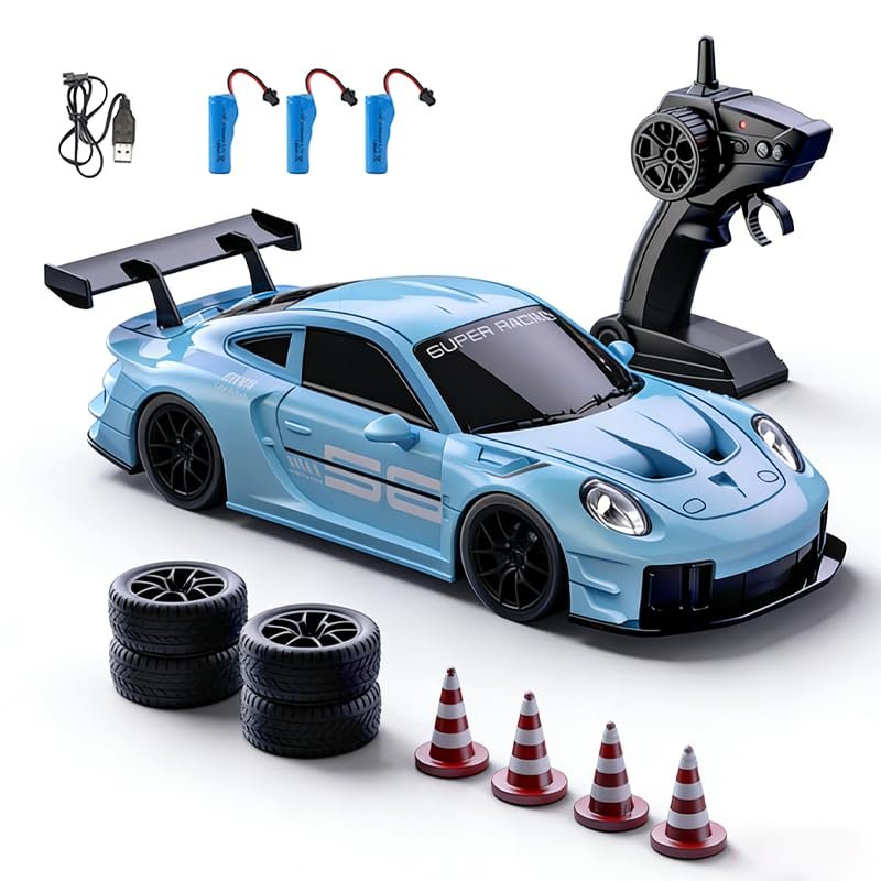 Actualia 2.4GHz RC Drift Car, 1:20 Scale Remote Control Car with LED Lights, 4WD High Speed RC Vehicle Gift for Adults, Racing & Drifting Tires