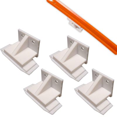 4 Pack Single Lane Track Wall Mount, Compatible with Hot Wheels 1/64 Scale Cars and Trucks, Race Track Accessory for Vertical Gravity Racing Setup & Floating Collection Display (White)