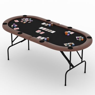 LALFPET 8-Player Oval Poker Table - 71 Inch Collapsible Texas Holdem and Blackjack Card Game Table with Collapsible Legs,Padded Rails, Plastic Cup Holders