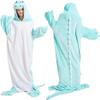 Animal Mouth Sleeping Bag, Flannel Crocodile Shark Blanket, Wearable Plush Pajama Sleeping Sack for Home & Travel (Blue, L) view 1