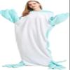 Animal Mouth Sleeping Bag, Flannel Crocodile Shark Blanket, Wearable Plush Pajama Sleeping Sack for Home & Travel (Blue, L) view 2