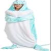 Animal Mouth Sleeping Bag, Flannel Crocodile Shark Blanket, Wearable Plush Pajama Sleeping Sack for Home & Travel (Blue, L) view 3