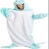 Animal Mouth Sleeping Bag, Flannel Crocodile Shark Blanket, Wearable Plush Pajama Sleeping Sack for Home & Travel (Blue, L) view 4