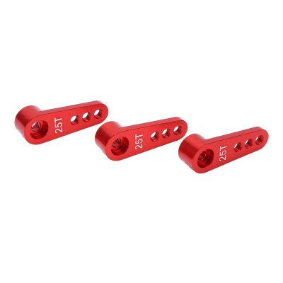 Aumotop 3pcs RC Aluminum 25T Servo Horns Easy to Carry and Install Upgrade Parts for Remote Control Car Hobbyists, Strong and Durable Material (Red)