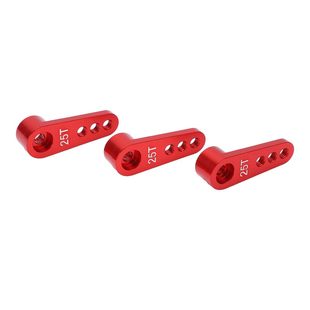 Aumotop 3pcs RC Aluminum 25T Servo Horns Easy to Carry and Install Upgrade Parts for Remote Control Car Hobbyists, Strong and Durable Material (Red)