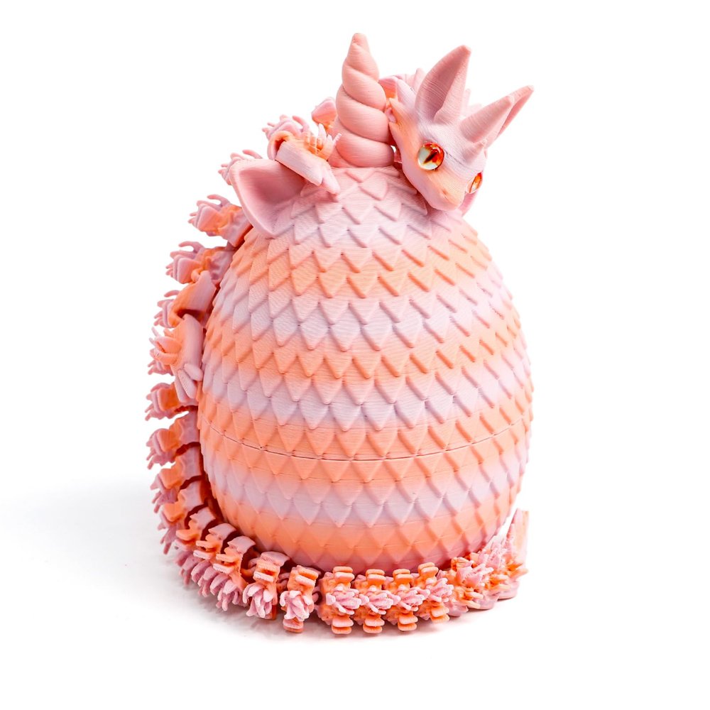 Flavery 3D Printed Unicorn Dragon Egg - Unicorn Egg Toys for Boys & Girls, 3D Printing Gift Toy, Desk Executive Pet, Birthday,Christmas, Easter Basket Stuffers Gift - (Sunset Blush)