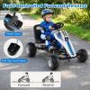 HONEY JOY Pedal Go Kart, 4-Wheeler Toddler Racing Ride On Pedal Car Toy for Kids, Forward/Backward, Ergonomic Seat, Handbrake, Steering Wheel, Outdoor Off-Road Go Cart for Boys Girls Gift (White) view 4
