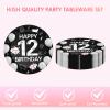 12th Birthday Decorations for Boys,Black Bruh Im Happy 12th Birthday Plates and Napkins,I'm 12 Party Dinnerware Decoration It's My 12th Birthday Decor for Cheers to 12 Years Old Teens Party Supplies view 3