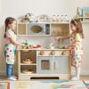 Brrnoo Wooden Play Kitchen Toy Set, Toy Kitchen Set, Children with Oven and Sink, Crafted from Solid Wood, for Kids Ages 3+, Educational Gift (68 * 26 * 78) view 2