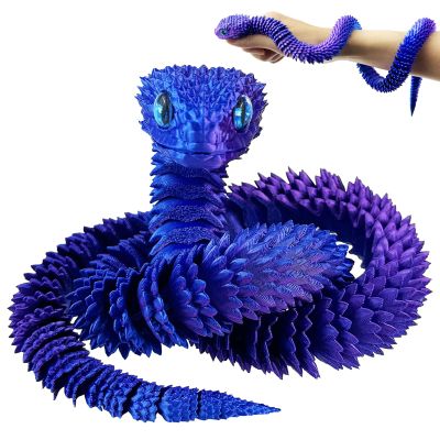 24 Inch 3D Printed Animals Snake, Surprise Mystery Fidget Anaconda Toy, Fake Python Statue with Realistic Eyes3-D Print Articulated Viper Cobra Collectible for Home Office(LSZ)