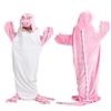 Animal Mouth Sleeping Bag, Flannel Crocodile Shark Blanket, Wearable Plush Pajama Sleeping Sack for Home & Travel (Pink, S) view 1