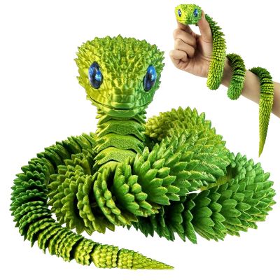 30 Inch 3D Printed Animals Snake, Surprise Mystery Fidget Anaconda Toy, Fake Python Statue with Realistic Eyes3-D Print Articulated Viper Cobra Collectible for Home Office (LSHL)